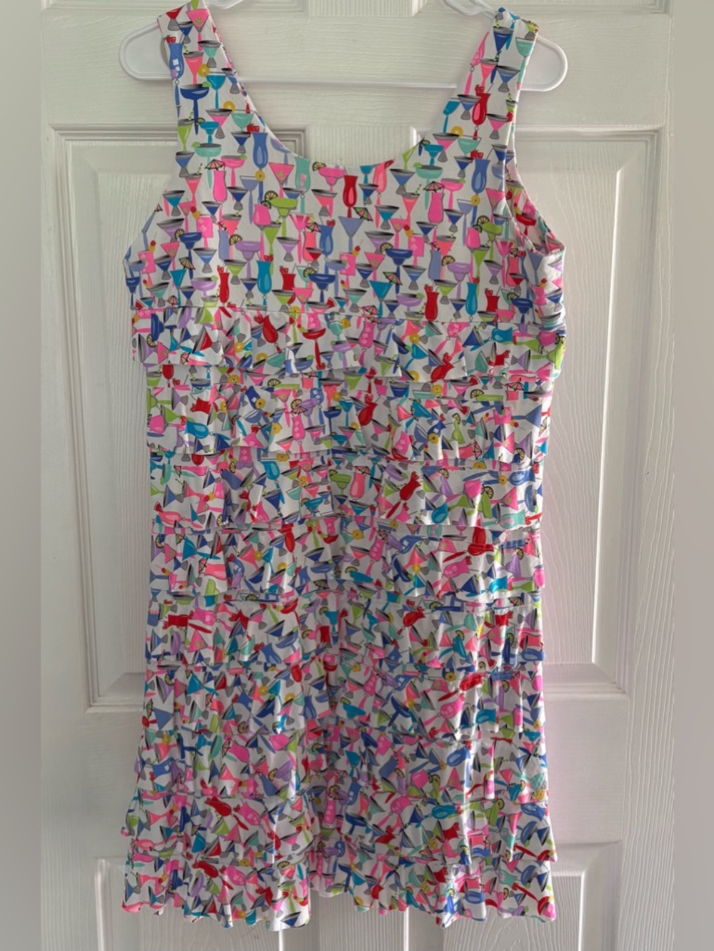 Beachtime by Lulu B Cocktail Hour Vibrant Ruffle Sleeveless Cha Cha Dress Sz M - Picture 4 of 7
